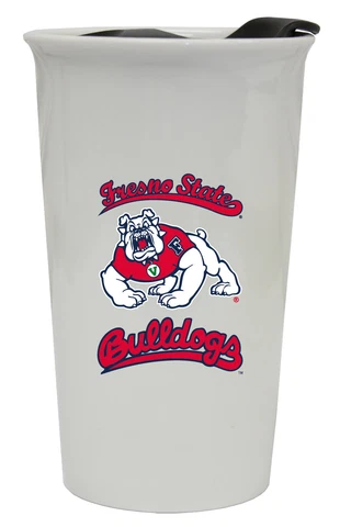 Fresno State Bulldogs Double Walled Ceramic Tumbler Set-NCAA Travel Mug 2pk Cover