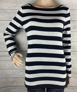 Old Navy Boat Neck Shirt Small Black Gray Striped Long Sleeve Casual Sexy Tunic - Picture 1 of 12