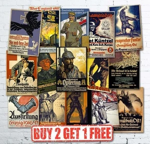 Vintage High Quality German WW1 World War 1 Propaganda Military Posters A5/A4/A3 - Picture 1 of 34
