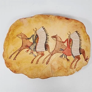 Arte nativo americano Glen LaFontaine cerámica cheques indios en caballos colgante de pared - Imagen 1 de 15