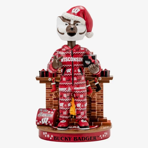Bucky Badger Wisconsin Badgers Holiday Mascot Bobblehead NCAA College Cover