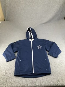 Dallas Cowboys Jacket Boys Small Blue Reebok NFL Football Hooded Full Zip Logo - Picture 1 of 23