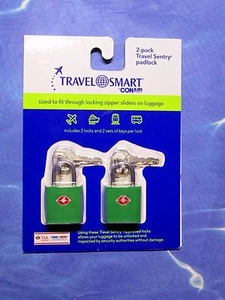 (New) - Travel Smart - Sentry Padlock ( 2 - pack ) TSA Approved - Green - Picture 1 of 2