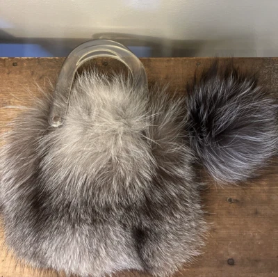 Vintage Fox Fur Lucite Handle Hand Bag - Image 1 of 4
