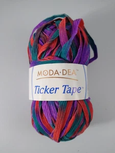 Moda Dea Ticker Tape - 1.76 oz - Purple/Red/Teal Ribbon Yarn - Festival #9507 - Picture 1 of 2