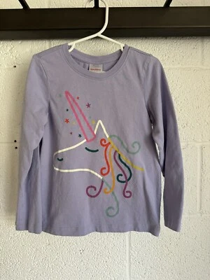 Usada en Excelente Condición Camisa Hanna Andersson Unicornio Manga Larga Niñas Talla 110 EE. UU. 5 Púrpura Foto 1 de 4