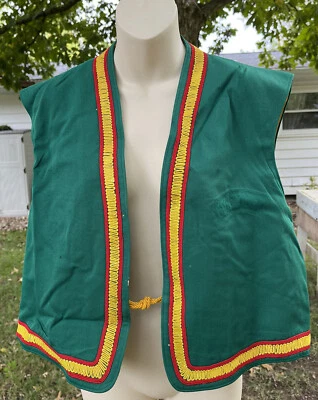 Colete vintage anos 50 Mastercut uniforme lã verde Kzoo MI ouro trança busto 44" - Imagem 1 de 4