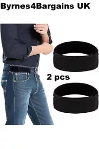 No Buckle Elastic Belt 2Pcs Black — Fits 1.5 Inch Belt Loops UK Seller - Picture 1 of 9