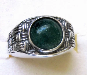 Anello uomo avventurina verde scuro / misura 9 / argento sterling 925 / 2,5 ct 6 g - Foto 1 di 6