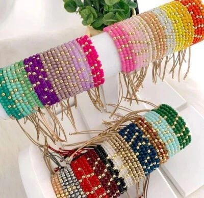Pulsera mixta hecha a mano de 4 mm con cuentas de vidrio y cuentas redondas de acero inoxidable Foto 1 de 4