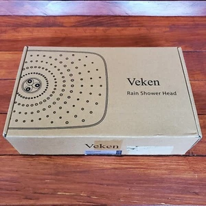 Veken 12 Inch High Pressure Rain Shower Head with Extension Arm Chrome Black 1.8 - Picture 1 of 7