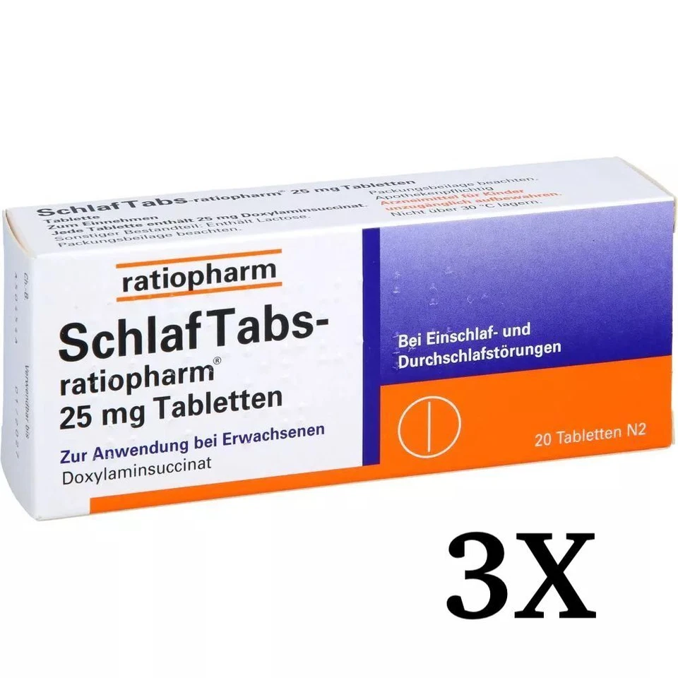 1 A PHARMA GMBH 3X SCHLAF TABS-ratiopharm 25 mg Tabletten 20 St PZN 07707524#3