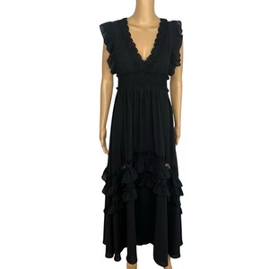 Maxi Vestido Born Nacido en el Báltico con Volantes Calado M Negro Gótico Romántico Elástico - Imagen 1 de 9