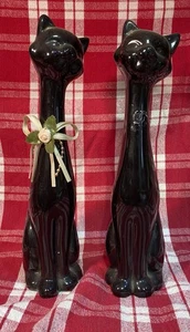 Vintage MCM Schwarze Katze Statuen 10" 2er Set - Bild 1 von 1