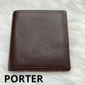 Porter Double Bifold Wallet Goat Leather Dark Brown Light Brown Used - Picture 1 of 20