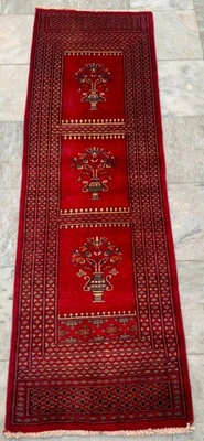 2x6 ft Vintage Afghan Hand Knotted Runner Rug Traditional Oriental Runner Rug - Image 1 of 4