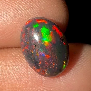 Black Opal Cabochon 1.65 Cts , Stunning Play of Color! Perfect for Jewelry - Picture 1 of 23