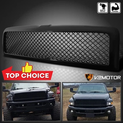 Fits 1994-2001 Dodge Ram 1500 2500 3500 Pickup Glossy Black Bumper Hood Grille - Image 1 of 4