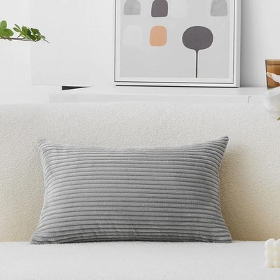 Home Brilliant Lumbar Pillow Cover 12x20 20 x 12 (Pack of 1), Light Grey  - Image 1 of 4