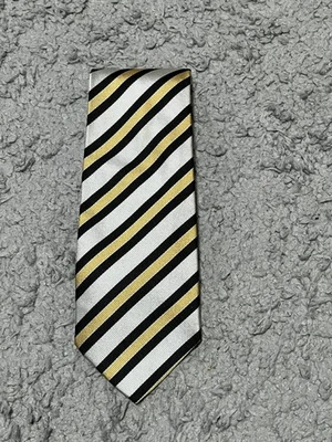 Corbata Ben Plateada Inglés Seda Regimiento Rayas Oro Plata Preppy Clásica Foto 1 de 4