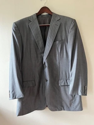Ermenegildo Zegna Men's Gray Pinstriped Silk Wool Blend 2 PC Suit Sz 46L 40x32 - Image 1 of 4
