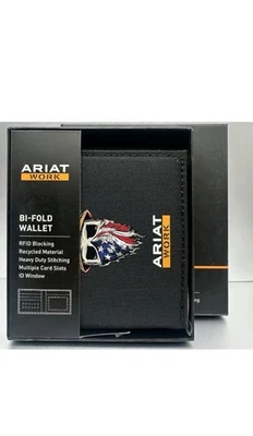 Ariat Men's Black Skull Graphic Work Bi-Fold Wallet A3401601 - Image 1 of 4