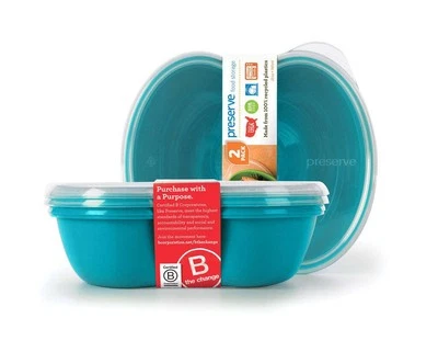 Preserve Small Square Food Storage Container Aqua Blue 100% Recycled 2 Count - Image 1 of 4