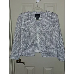 Cynthia Rowley Size Medium Blazer Open Front Tweed Style Light Purple and White - Picture 1 of 4