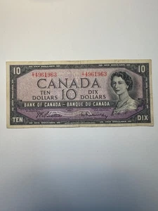 COLLECTABLE 1954 Canada Beattie / Rasminsky Ten Dollar Banknote - Picture 1 of 2
