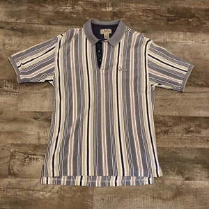 Vintage Izod Golf Polo MENS Medium Shirt Short Sleeve Striped Ringer 90s Y2k - Picture 1 of 20