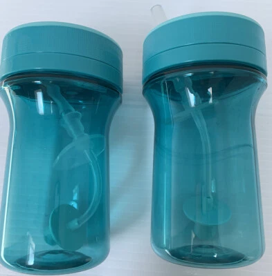nuk-for Nature Everlasting Weighted Straw Sippy Cup Turquoise Blue Heavy Plastic - Image 1 of 4