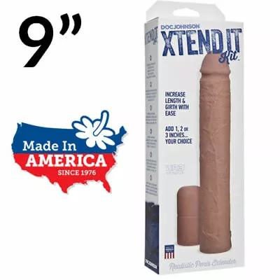 Male Men Realistic Penis Extender Penis Extension Sleeve Increase 3 Inch + Girth - Image 1 of 2