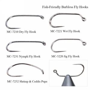 Maxcatch 100pcs 10# - 18# Fish-Friendly Barbless Fly Tying Hooks Dry&Wet&Nymph - Picture 1 of 8