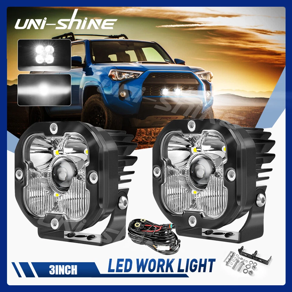 Par de luces de trabajo láser LED de 3" barra punto conducción camión antiniebla para camioneta Ford F-150 Foto 1 de 4