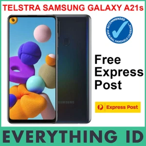 TELSTRA SAMSUNG GALAXY A21s 4GX 128GB 6.5″ SCREEN BLUE TICK BLACK - FREE EXPRESS - Picture 1 of 5