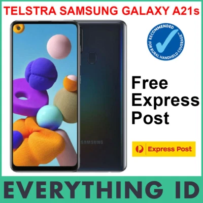 TELSTRA SAMSUNG GALAXY A21s 4GX 128GB 6.5″ SCREEN BLUE TICK BLACK - FREE EXPRESS - Image 1 of 4