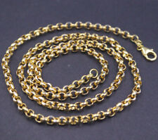 Real 18K Yellow Gold Necklace Women Men 4mm Rolo Link Long Chain 24inch Gift