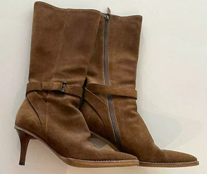 Gucci gamuza media pantorrilla bota con tacón con hebilla talla 8 - Imagen 1 de 7
