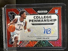 2023 Prizm Leaky Black RC College Penmanship Auto Red Shimmer 9/9 UNC Bookend
