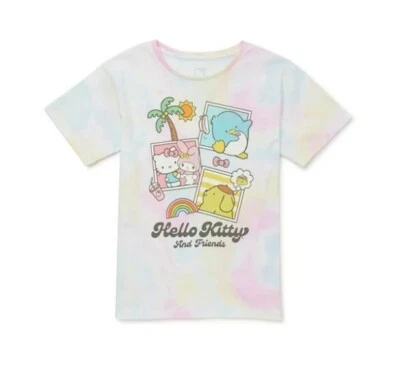 Hello Kitty & Friends Girls Pink Tie-Dye T-Shirt NEW WITH TAG (SIZE 6-6X) - Image 1 of 4