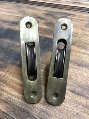 Lot Of 2 vintage victorian window weight pulleys 6 in By 1 Inch Cover