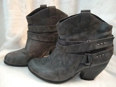 Botines Desteñidos Gloria Gris Plata Talla 8.5 Punta Redonda Tirar Bota Foto 1 de 4