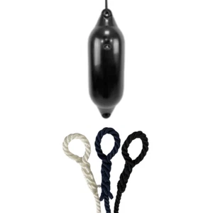 1 x HURRICANE Boat Fender: Black PM05 - FREE SPLICED END 10MM ROPE - Bild 1 von 2