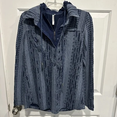 Monoreno 蓝色套衫 1/2 拉链亨利分层破旧连帽衫上衣女式小号 — 第 1/3 张图片