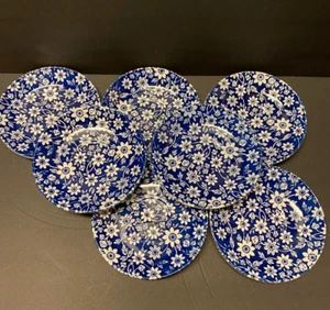 Johnson Bros 7 Blue White Chintz Floral Saucer Plates 6 Inches Country Cupboard - Picture 1 of 2