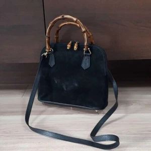 GUCCI Old Gucci Women's Hand Tote Shoulder Bag 2-Way Bamboo Handle Black Ladies - Picture 1 of 6