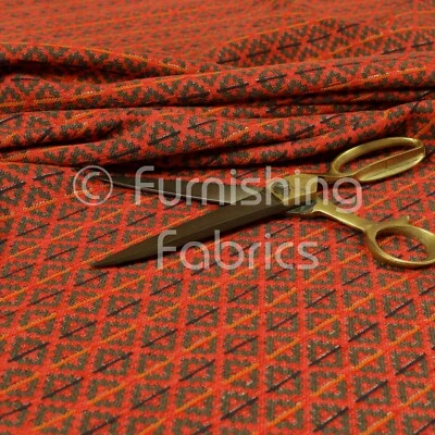 Nuevo Tela de Tapicería Rojo Gris Púrpura Naranja Hexágono Medallón Patrón Uniformado Foto 1 de 4