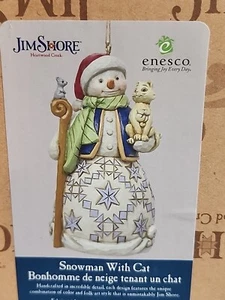 Jim Shore Heartwood Creek Snowman w/ Cat & Mouse Statue Hanging Ornament 6011498 - Bild 1 von 5