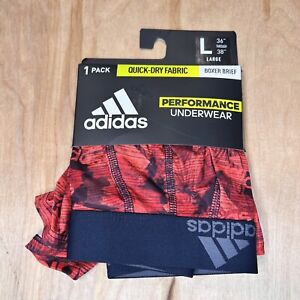 Adidas Men's Quick-Dry Performance Red Black Underwear Boxer Brief Size L NEW