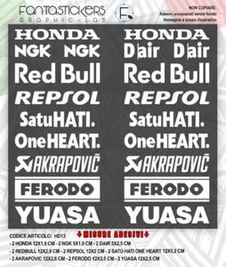 Kit 20 Adesivi Sponsor Tecnici HONDA Casco Carene Adesivo Moto HD13-6 - Foto 1 di 4
